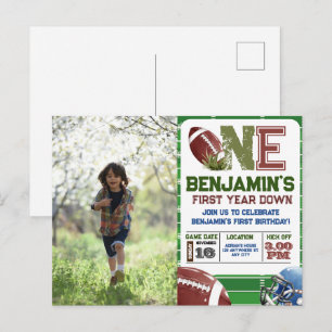 Voetbal 1e Jaar Down Foto Verjaardag Briefkaart