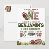 Voetbal 1e Jaar Down Voetbal Verjaardagsfeestje Briefkaart (Voorkant / Achterkant)