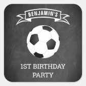 Voetbal 1e verjaardag feest cadeautje sticker (Voorkant)