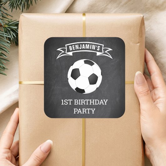 Voetbal 1e verjaardag feest cadeautje sticker