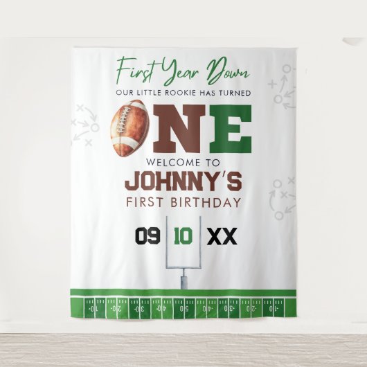 Voetbal 1e verjaardag foto achtergrond wandkleed (Voorkant)