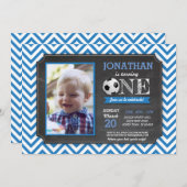 Voetbal 1e verjaardag Foto van de Voetbal van de V Kaart (Voorkant / Achterkant)