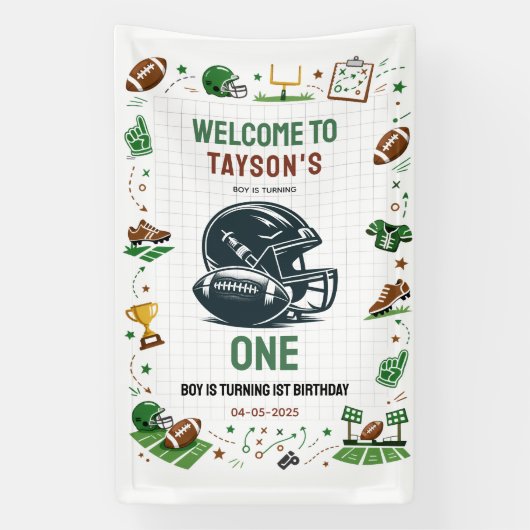 Voetbal 1e verjaardag - Leuk voor kinderen  Spandoek (Verticaal)