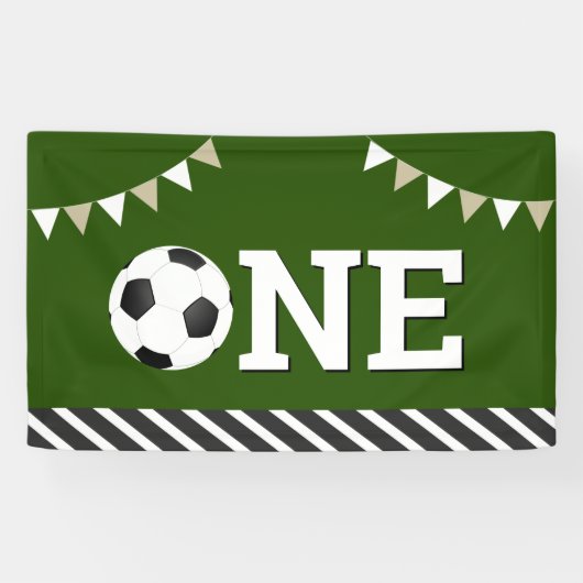 Voetbal 1e verjaardagsfeestje spandoek (Horizontaal)