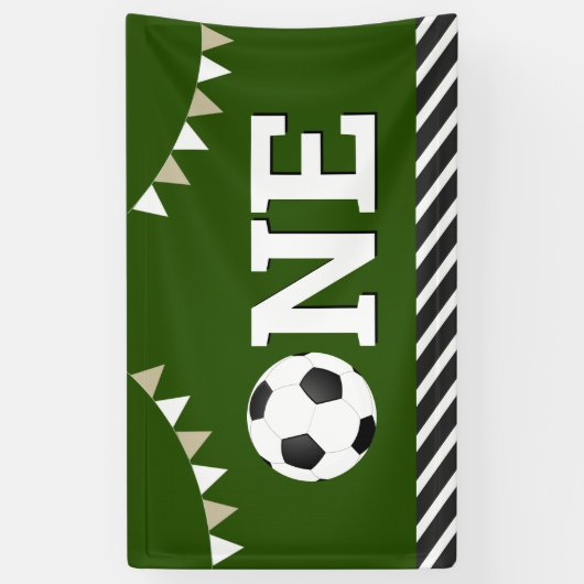 Voetbal 1e verjaardagsfeestje spandoek (Verticaal)