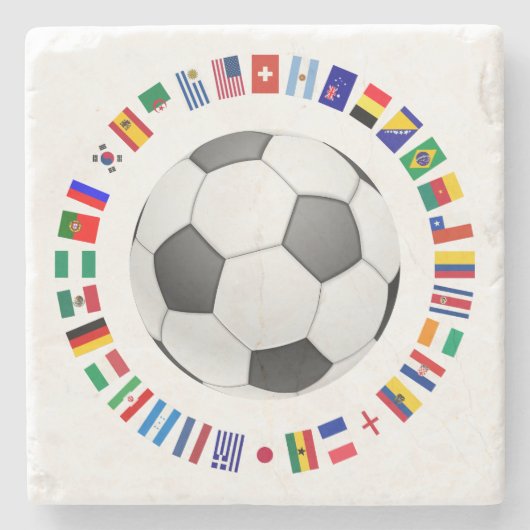 Voetbal 2014 stenen onderzetter (Voorkant)
