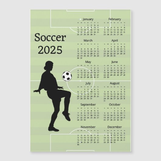 Voetbal 2025 Kalender Magnetische Kaart (Voorkant)