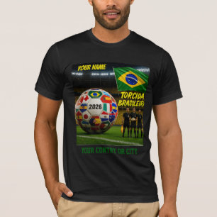 Voetbal 2026 voetbal Brazilië Aangepaste naam land T-shirt