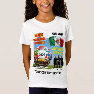 Voetbal 2026 voetbal Mexico Aangepaste kids Naam l T-shirt