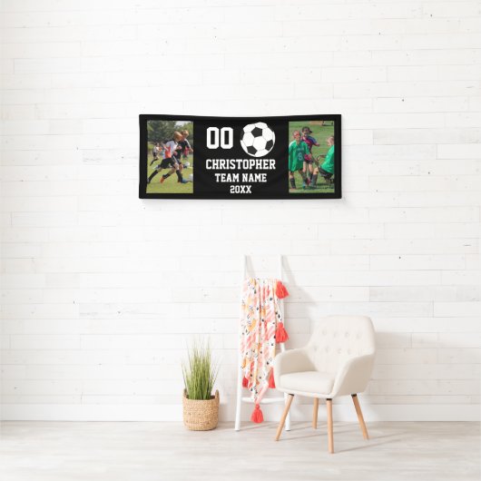 Voetbal 2 foto collage teamnaam spandoek (Insitu)