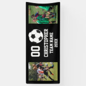 Voetbal 2 foto collage teamnaam spandoek (Verticaal)