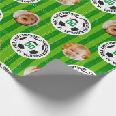 Voetbal 2 Foto Verjaardag Cadeaupapier (Hoek)