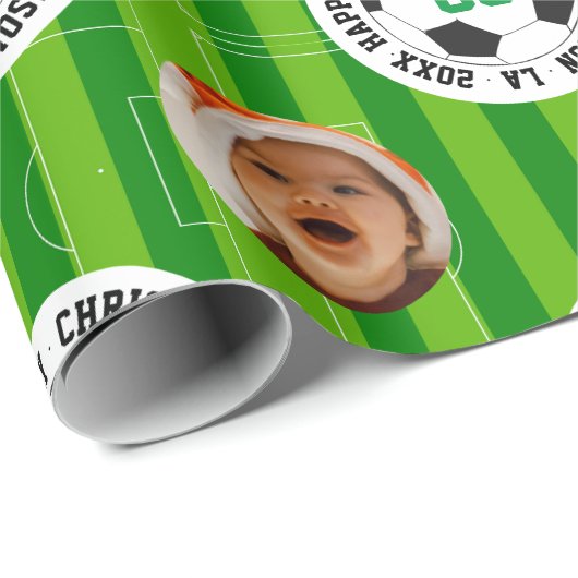 Voetbal 2 Foto Verjaardag Cadeaupapier (Rol Hoek)