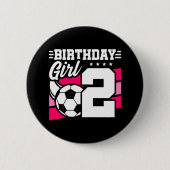 Voetbal - 2 jaar oud meisje - 2 jaar tweede verjaa ronde button 5,7 cm (Voorkant)