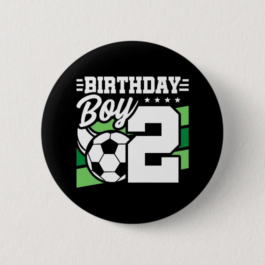 Voetbal - 2 jaar oude jongen - 2e verjaardag ronde button 5,7 cm (Voorkant)