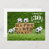 Voetbal 30e Verjaardagskaart met ballen op groen Briefkaart (Voorkant / Achterkant)