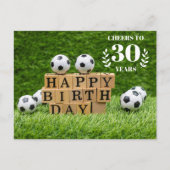 Voetbal 30e Verjaardagskaart met ballen op groen Briefkaart (Voorkant)