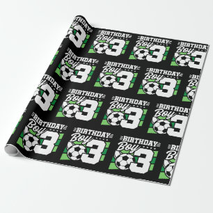 Voetbal - 3-jarige jongen - 3-jarige verjaardag cadeaupapier