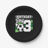 Voetbal - 3-jarige jongen - 3-jarige verjaardag papieren bordje (Voorkant)
