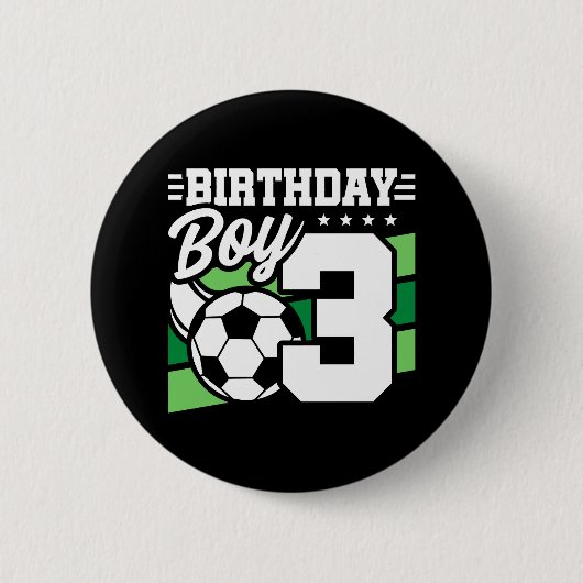 Voetbal - 3-jarige jongen - 3-jarige verjaardag ronde button 5,7 cm (Voorkant)