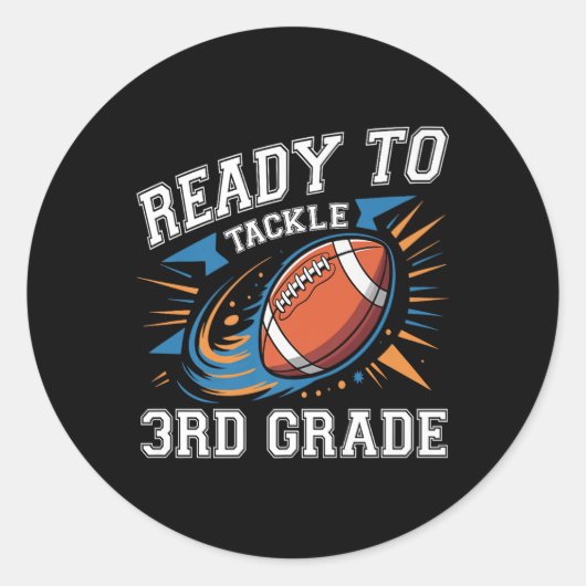 Voetbal 3e Derde Klas Eerste Dag Van School Terug Ronde Sticker (Voorkant)