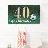 Voetbal 40th Birthday op groen gras Spandoek (Insitu)