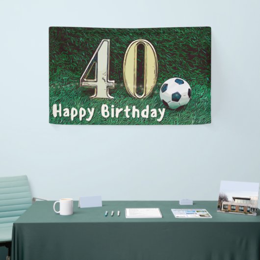 Voetbal 40th Birthday op groen gras Spandoek (Beurs)