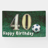 Voetbal 40th Birthday op groen gras Spandoek (Horizontaal)