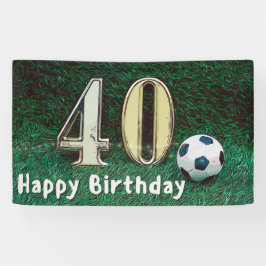 Voetbal 40th Birthday op groen gras Spandoek