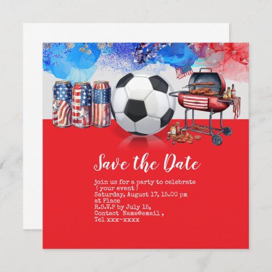 Voetbal 4 juli Onafhankelijkheidsdag Amerika Kaart (Voorkant / Achterkant)