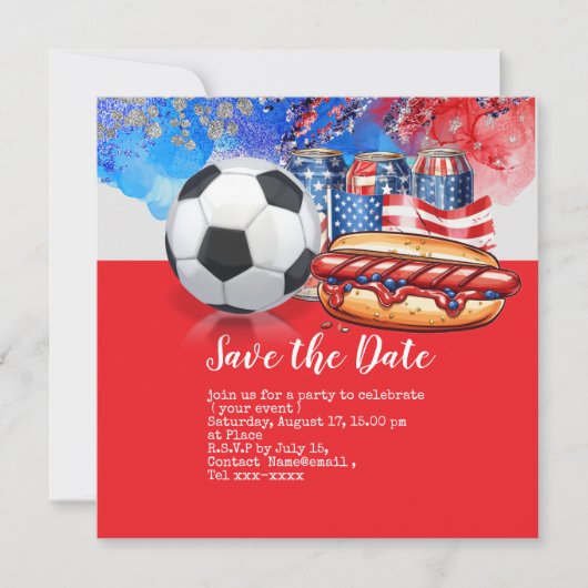 Voetbal 4 juli Onafhankelijkheidsdag Amerika Kaart (Voorkant)