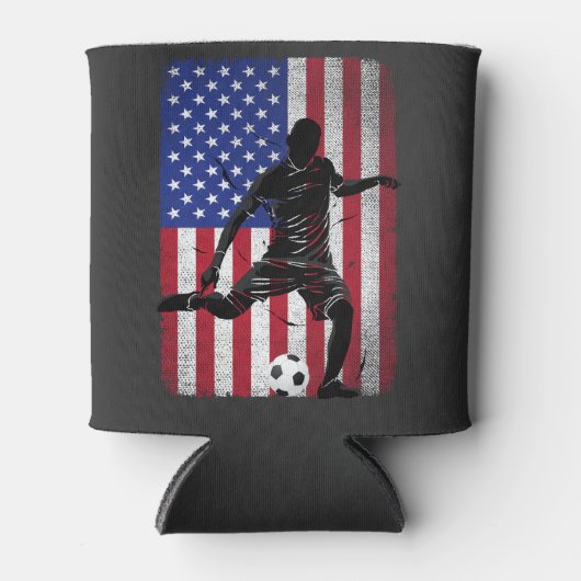 Voetbal 4 juli Patriottisch VS Amerikaanse vlag Blikjeskoeler (Voorkant)