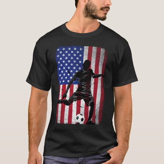 Voetbal 4 juli Patriottisch VS Amerikaanse vlag T-shirt (Voorkant)