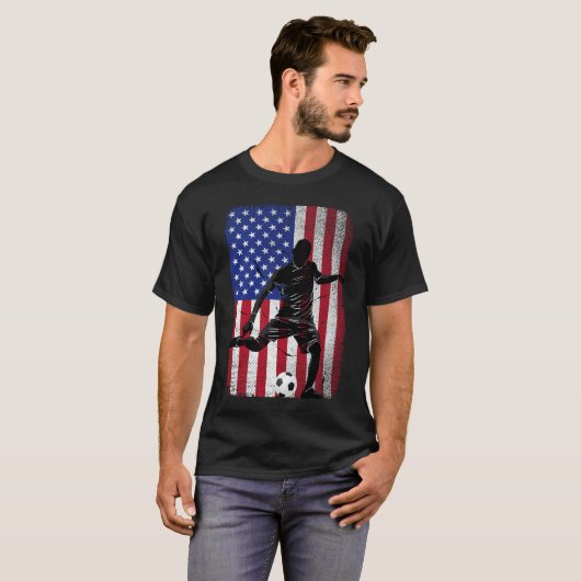 Voetbal 4 juli Patriottisch VS Amerikaanse vlag T-shirt (Voorkant volledig)
