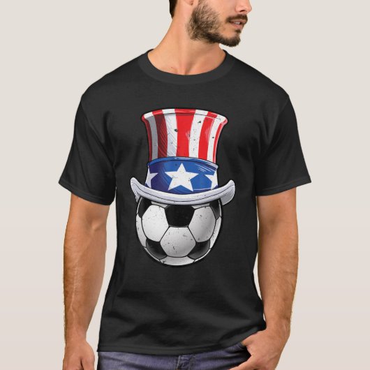 Voetbal 4e juli Oom Sam Mannen Vrouwen Algemeen T-shirt (Voorkant)