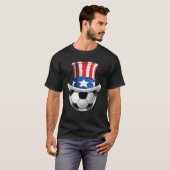 Voetbal 4e juli Oom Sam Mannen Vrouwen Algemeen T-shirt (Voorkant volledig)