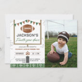 Voetbal 4e verjaardagsfeestje foto kaart (Voorkant)