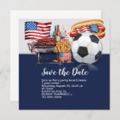 Voetbal 4th Juli Onafhankelijkheidsdag Amerika Save The Date (Voorkant / Achterkant)