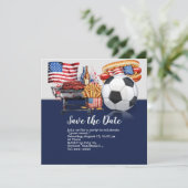 Voetbal 4th Juli Onafhankelijkheidsdag Amerika Save The Date (Staand voorkant)