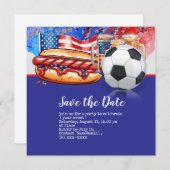 Voetbal 4th Juli Onafhankelijkheidsdag Amerika Save The Date (Voorkant / Achterkant)