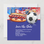 Voetbal 4th Juli Onafhankelijkheidsdag Amerika Save The Date (Voorkant)