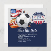Voetbal 4th Juli Onafhankelijkheidsdag Amerika Save The Date (Voorkant / Achterkant)