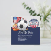 Voetbal 4th Juli Onafhankelijkheidsdag Amerika Save The Date (Staand voorkant)