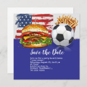 Voetbal 4th Juli Onafhankelijkheidsdag Amerika Save The Date (Voorkant / Achterkant)