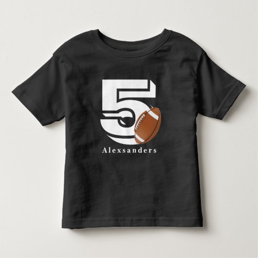 Voetbal 5 Verjaardag naam en leeftijd kinderen jon Kinder Shirts (Voorkant)
