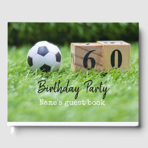Voetbal 60e verjaardag met bal en nummer zestig g gastenboek