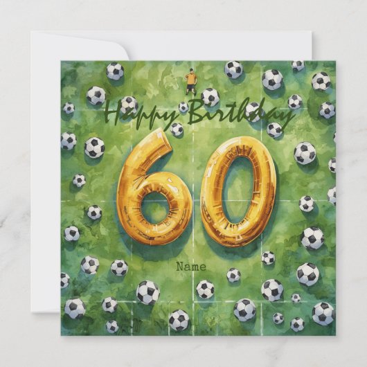 Voetbal 60ste verjaardag kaart (Voorkant)