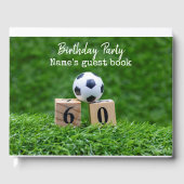 Voetbal 60ste verjaardag met bal en nummer zestig gastenboek (Voorkant)