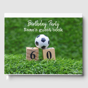 Voetbal 60ste verjaardag met bal en nummer zestig gastenboek