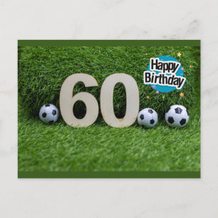 Voetbal 60th Birthday-kaart met bal op groen Briefkaart
